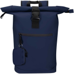 Portefeuille en cuir synthétique recyclé zippé avec anneau couleur bleu marine troisième vue