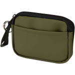 Portefeuille en cuir synthétique recyclé zippé avec anneau couleur vert foncé