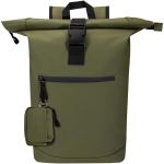 Portefeuille en cuir synthétique recyclé zippé avec anneau couleur vert foncé troisième vue