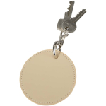 Porte-clés rond en cuir synthétique recyclé avec anneau couleur marron deuxième vue