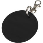 Porte-clés rond en cuir synthétique recyclé avec anneau couleur noir