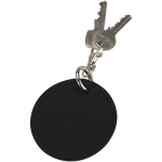 Porte-clés rond en cuir synthétique recyclé avec anneau couleur noir deuxième vue