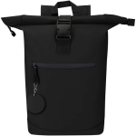Porte-clés rond en cuir synthétique recyclé avec anneau couleur noir troisième vue