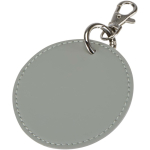 Porte-clés rond en cuir synthétique recyclé avec anneau couleur gris