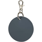 Porte-clés rond en cuir synthétique recyclé avec anneau couleur bleu bondi deuxième vue arrière