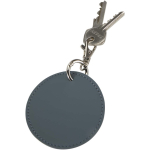 Porte-clés rond en cuir synthétique recyclé avec anneau couleur bleu bondi deuxième vue