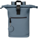 Porte-clés rond en cuir synthétique recyclé avec anneau couleur bleu bondi troisième vue