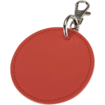 Porte-clés rond en cuir synthétique recyclé avec anneau couleur acajou