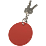 Porte-clés rond en cuir synthétique recyclé avec anneau couleur acajou deuxième vue