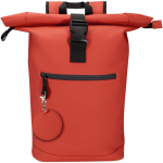Porte-clés rond en cuir synthétique recyclé avec anneau couleur acajou troisième vue