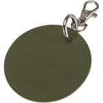 Porte-clés rond en cuir synthétique recyclé avec anneau couleur vert foncé