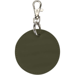 Porte-clés rond en cuir synthétique recyclé avec anneau couleur vert foncé deuxième vue arrière