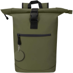 Porte-clés rond en cuir synthétique recyclé avec anneau couleur vert foncé troisième vue