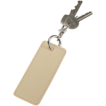 Porte-clés rectangulaire cuir synthétique recyclé avec anneau couleur marron deuxième vue