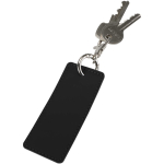 Porte-clés rectangulaire cuir synthétique recyclé avec anneau couleur noir deuxième vue