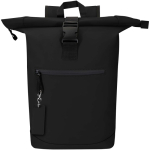 Porte-clés rectangulaire cuir synthétique recyclé avec anneau couleur noir troisième vue