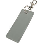 Porte-clés rectangulaire cuir synthétique recyclé avec anneau couleur gris