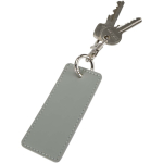 Porte-clés rectangulaire cuir synthétique recyclé avec anneau couleur gris deuxième vue
