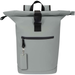 Porte-clés rectangulaire cuir synthétique recyclé avec anneau couleur gris troisième vue