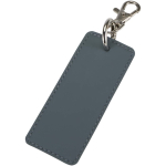 Porte-clés rectangulaire cuir synthétique recyclé avec anneau couleur bleu bondi