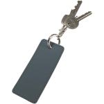 Porte-clés rectangulaire cuir synthétique recyclé avec anneau couleur bleu bondi deuxième vue