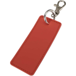 Porte-clés rectangulaire cuir synthétique recyclé avec anneau couleur acajou