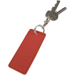 Porte-clés rectangulaire cuir synthétique recyclé avec anneau couleur acajou deuxième vue