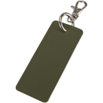 Porte-clés rectangulaire cuir synthétique recyclé avec anneau couleur vert foncé