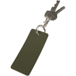 Porte-clés rectangulaire cuir synthétique recyclé avec anneau couleur vert foncé deuxième vue
