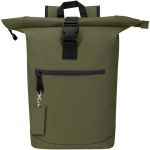 Porte-clés rectangulaire cuir synthétique recyclé avec anneau couleur vert foncé troisième vue