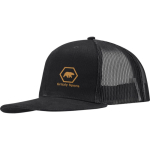 Casquette 6 panneaux en sergé coton visière plate 260 g/m² couleur noir vue impression sérigraphique