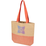 Sac en paille tressée avec bouton magnétique et base large 10 L couleur acajou