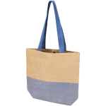 Sac en paille tressée avec bouton magnétique et base large 10 L couleur bleu marine
