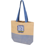 Sac en paille tressée avec bouton magnétique et base large 10 L couleur bleu marine