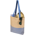 Sac en paille tressée avec bouton magnétique et base large 10 L couleur bleu marine deuxième vue