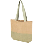 Sac en paille tressée avec bouton magnétique et base large 10 L couleur vert chiné
