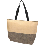 Sac en papier de paille tressée zippé avec base large capacité 21 L couleur noir