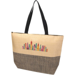 Sac en papier de paille tressée zippé avec base large capacité 21 L couleur noir