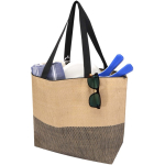 Sac en papier de paille tressée zippé avec base large capacité 21 L couleur noir deuxième vue