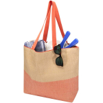Sac en papier de paille tressée zippé avec base large capacité 21 L couleur acajou deuxième vue