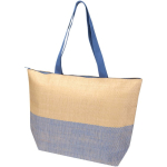 Sac en papier de paille tressée zippé avec base large capacité 21 L couleur bleu marine