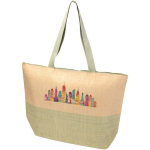 Sac en papier de paille tressée zippé avec base large capacité 21 L couleur vert chiné