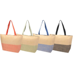 Sac en papier de paille tressée zippé avec base large capacité 21 L couleur vert chiné deuxième vue en couleurs