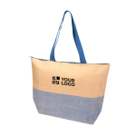 Sac en papier de paille tressée zippé avec base large capacité 21 L avec zone d'impression