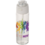 Gourde 700 ml avec paille et bouchon bouton anti-fuite couleur transparent