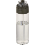 Gourde 700 ml avec paille et bouchon bouton anti-fuite couleur vert foncé