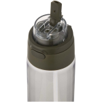Gourde 700 ml avec paille et bouchon bouton anti-fuite couleur vert foncé vue détail 2