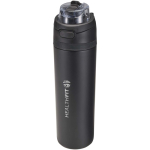 Gourde simple paroi paille rabattable finition mate 800 ml couleur noir vue impression avec logo 2
