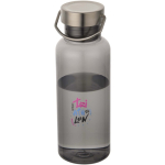 Bouteille en inox 600 ml avec bouchon vissé et poignée couleur noir vue avec impression sérigraphique
