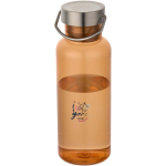 Bouteille en inox 600 ml avec bouchon vissé et poignée couleur orange vue avec impression sérigraphique